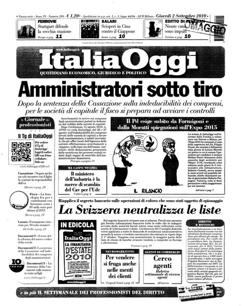 Italia oggi : quotidiano di economia finanza e politica